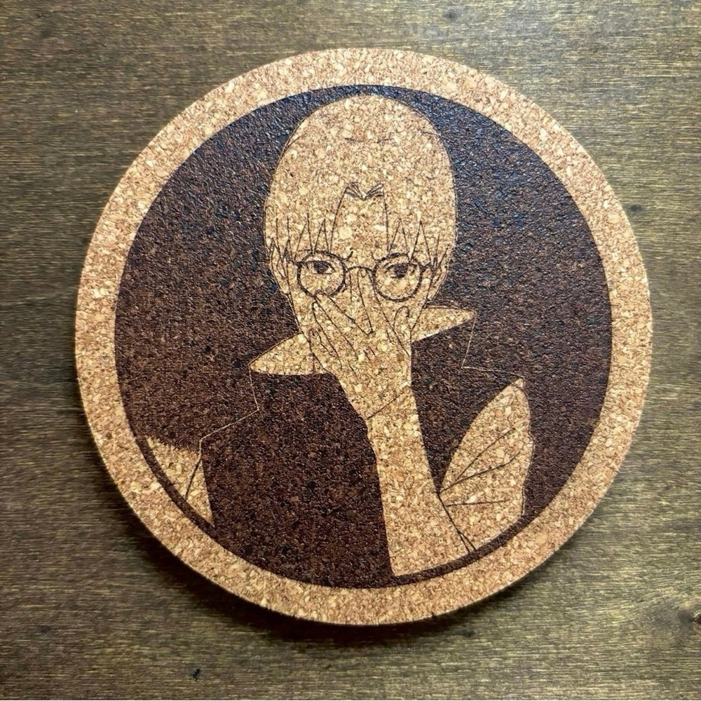 Naruto Kabuto Laser Engraved Cork Coaster